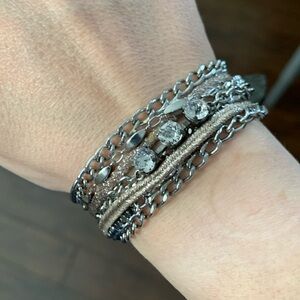 MADE IN CANADA | Estrela | Stainless steel and leather bracelet | EUC